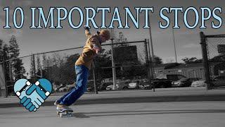 HOW TO STOP ON A SKATEBOARD All Ability Levels Run Outs Power slides Bails Pro Tips Safety 