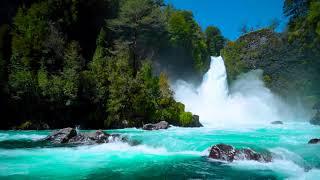 Huilo Waterfall and River 4k in Chilean. Relaxing Nature Sounds Waterfall White Noise for Sleep.