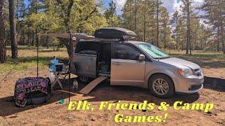 Elk Carcass ️ Camp Games  & Catching Up With Friends  Van Life in a Minivan Camper Conversion