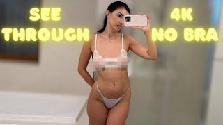 4K 2024 Transparent Try On Haul  No bra & No panties  Fishnet dress  Drawers Set