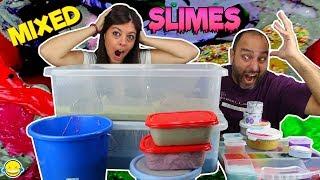 MIXING ALL OUR SLIMES GIANT SMOOTHIE SLIME mezclamos todos nuestros slimes. Slime gigante