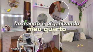 faxinando meu quarto 🫧 penteadeira guarda roupa escrivaninha… organização e limpeza 