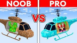 Noob vs Pro Mikey vs JJ Family Helicopter House Build Challenge in Minecraft