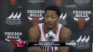 Derrick Rose curses and says oh shit during press conference funny
