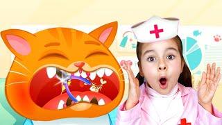 Нова Історія для дітей як Арина потрапила в грі з котиком Bubbu в Лікарню  Арина лікар лікує Бубу