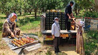 The progress and peace of Zahras cooperation with Maitham and the workers in loading apples