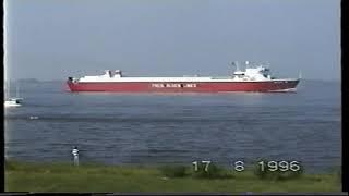 1996 VHS Balduin Fred Olsen Lines on the river Elbe inbound Hamburg