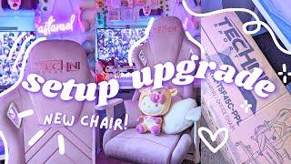 unboxing my dream chair  girl gamer setup makeover  aesthetic gaming chair unboxing + cozy vlog