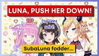 Luna and Subaru and Choco-Sensei cook-off Luna overpowers Subaru and pushes her down? EnSub