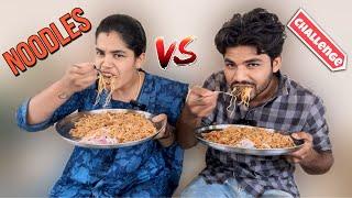 Eating noodles challenge with my sis @anjithasworld #foodchallenge #funny #youtube