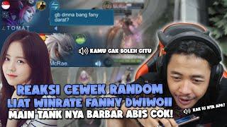 REAKSI CEWEK RANDOM LIAT WR FANNY DWIWOII  SAMPE DI BILANG GB MMR LANGSUNG ON MIC - MOBILE LEGENDS