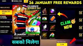 26 January Free Rewards जल्दी करो Free Fire new event  Ff new event  Republic day event freefire