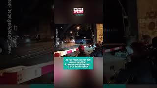 Viral 2 Bus TNI AL Terobos Palang Pintu Kereta Api di Malang
