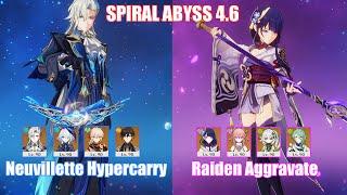 C1 Neuvillette Hypercarry & C0 Raiden Aggravate  Spiral Abyss 4.6  Genshin Impact