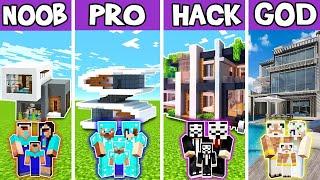 Minecraft Battle  Family Prime House Build Challenge - Noob Vs Pro Vs Hacker Vs God