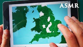 ASMR 1hr Geography Quiz Games Britain and Ireland - iPad Tapping - Ear to Ear
