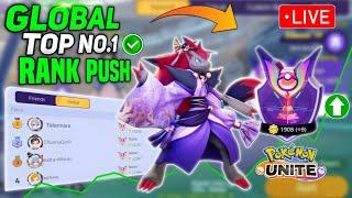Global Top No.1 Rank Push lets do it Live Day 15 Pokemon unite