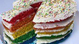 Easy food tutorials  rainbow cake recipe 