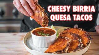 The Juiciest Homemade Birria Quesa Tacos