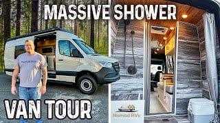 BIGGEST Van Shower Ever  4x4 Sprinter Camper Van Tiny Home