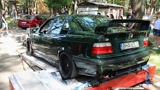 SOUND BMW E36 British Racing Green V8 44 sound burnout dyno Germanfest 2017