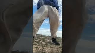 Satin silk baggy wind pants wind test
