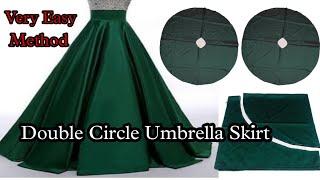 Umbrella skirt cutting and Stitching  Double circle skirt  Full Flare Umbrella Gown