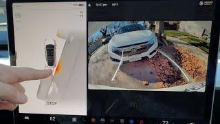 Tesla Top Down Camera View  PARALLEL PARKING with Tesla Vision Park Assist