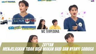 SUB INDO Zayyan menjelaskan tidak bisa makan babi dan nyanyi sariosa