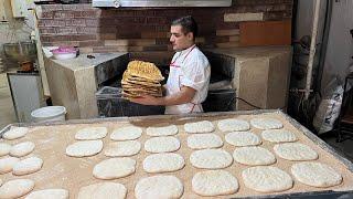 Baking Bread  Baking Iranian Bread  Cooking Barbari Bread in Tehran Iran