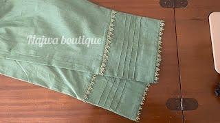 Trouser design with lace cutting and stitching