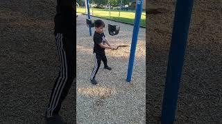 Kid Hits Pole With Stick LOL