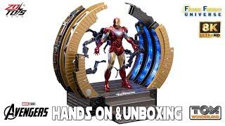 ZD Toys Avengers Iron Man Mark VI & Suit-Up Gantry Set Hands on & Unboxing