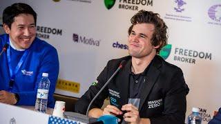 Press conference with Magnus Carlsen 2022 World Blitz Champion