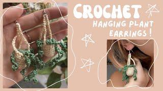 CROCHET hanging plant tutorial  tiny crochet earrings or keychain