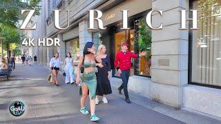 Switzerland Zurich  Bahnhofstrasse Walking tour  City Center 4K 60fps HDR