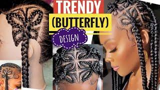 How To Do A Butterfly Braid Design For Box Braids  Butterfly design on hair