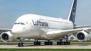 AIRBUS A380 Pilots WAVE at CAMERA after LANDING + WING WAVE DEPARTURE - Aviation at Leipzig 4K