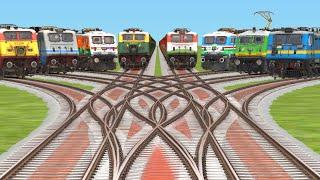 8 Electric Trains Crossing From Daimond Branched‍️ Railroad Crossings Track  train simulator