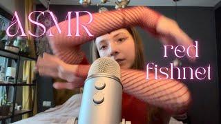 ASMR • red fishnet scratching  100th video special 