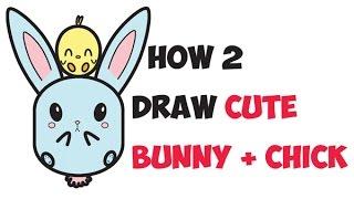 How to Draw Kawaii Animals Bunny + Chick Cute Easy Step by Step Drawing for Kids