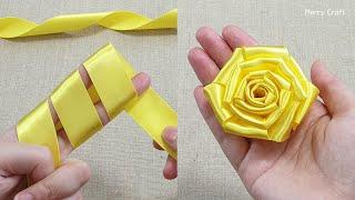 Super Easy Rose Flower Making Trick with Ribbon - Hand Embroidery Designs - Amazing Sewing Hack