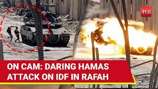 Hamas Fighters Run To Israeli Tank Plant Explosives & Then This Happened  Daring Attack On Cam