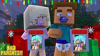 BAD PARENTS BABY KAYLA & BABY STEVE LOSE THEIR BABY Minecraft BABY LIFE