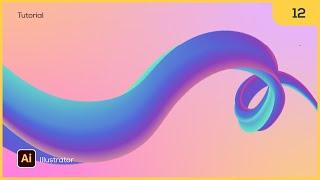 #12 Buat 3D Abstrak Vibrant Background  Tutorial Blend Tool Adobe Illustrator 2021  Fluid Liquid