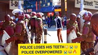 SAD AS POLICE LOSES HIS TEETH AFTER BEING HIT WITH ANGRY PROTESTORS. GSU GETTING OVERPOWERED