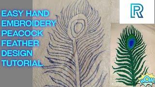 Easy hand Embroidery Design  Peacock feather design tutorial.