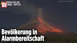 JAVA Spektakulärer Ausbruch von Vulkan Merapi