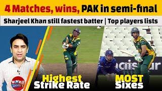 4 Matches wins PAK in semi-final  Sharjeel Khan still fastest batter  Top players in WCL 2024