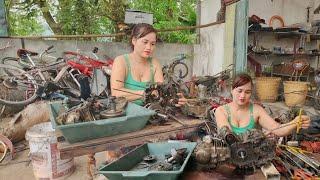 Genius girl repairs and restores a severely damaged motorbike.